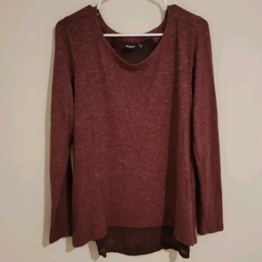 Cruel Denim Top‎ Size Medium M Womens Maroon Semi Sheer Back Whimsigoth Blouse